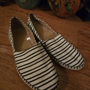 A New Day -  Black and White Striped Espadrilles - Size 8